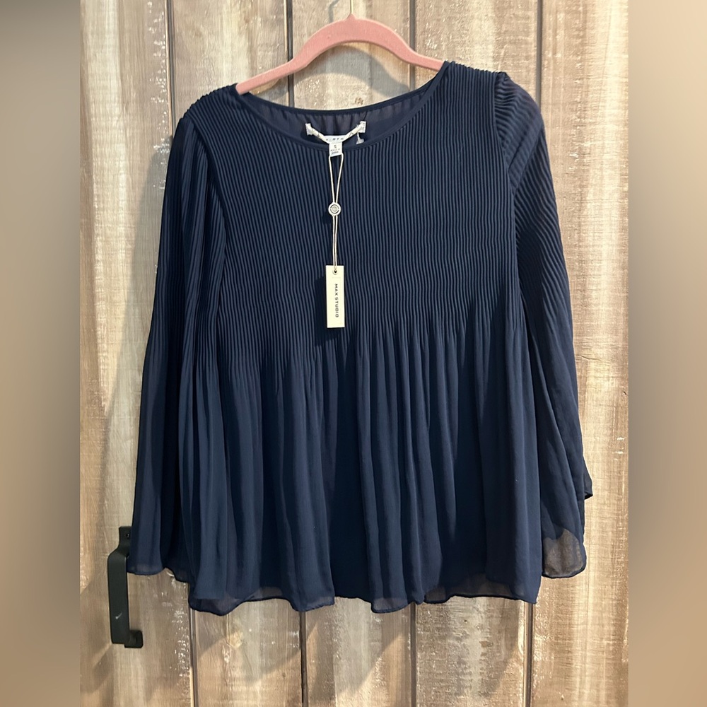 NWT Max Studio pleated swing blouse, M - Picture 4 of 13